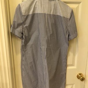 Long navy white striped top